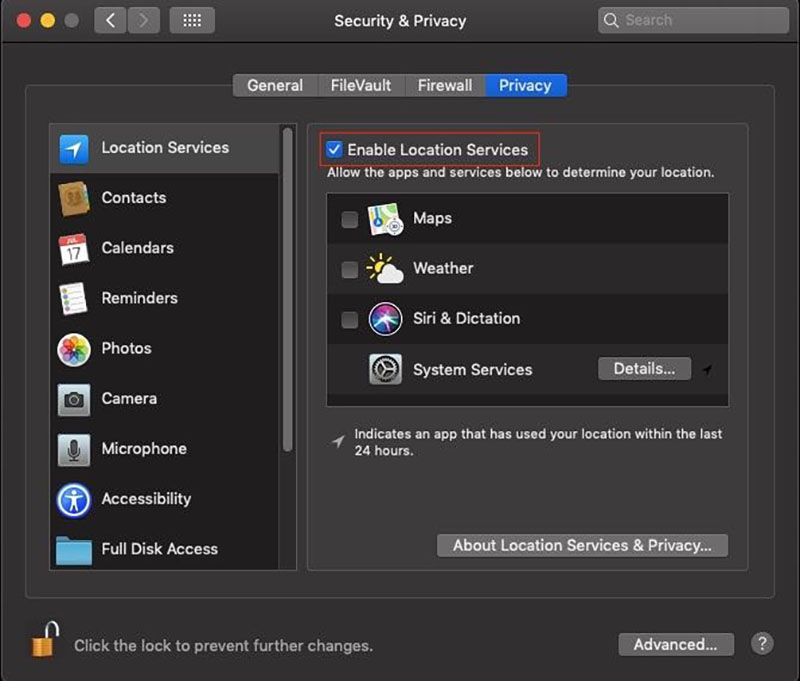 How to Enable Location Services on Mac - Step 5