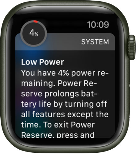 Apple Watch Save power when the battery is low
